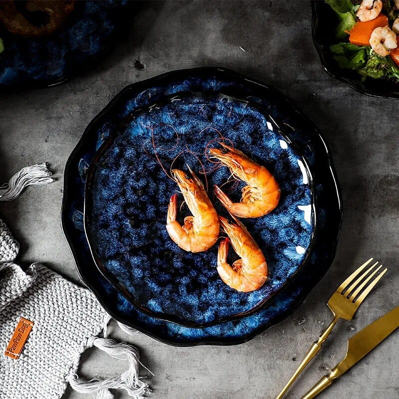 Assiettes Japonaises Bleues