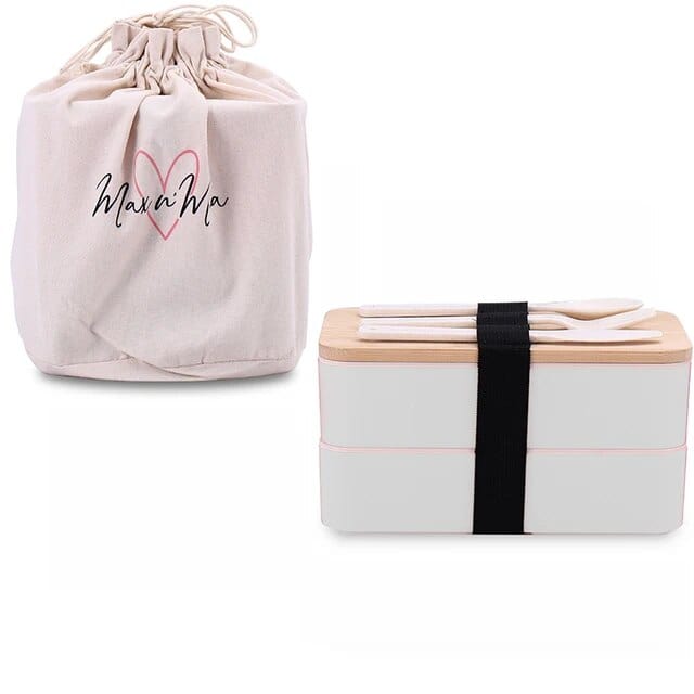 Blanc Boite a Bento Bois