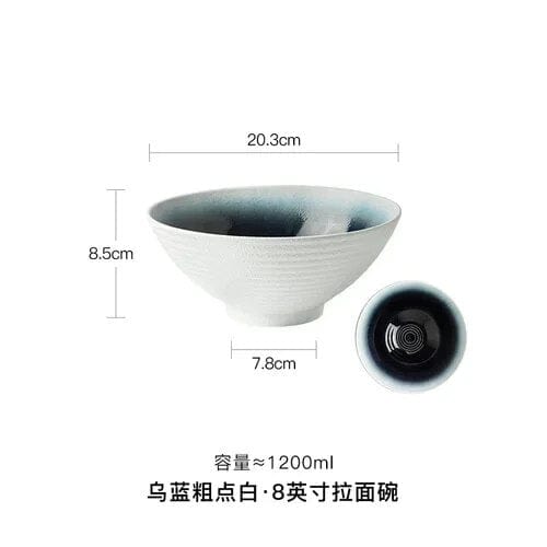 Blanc Bleu Bol Japonais Traditionnel