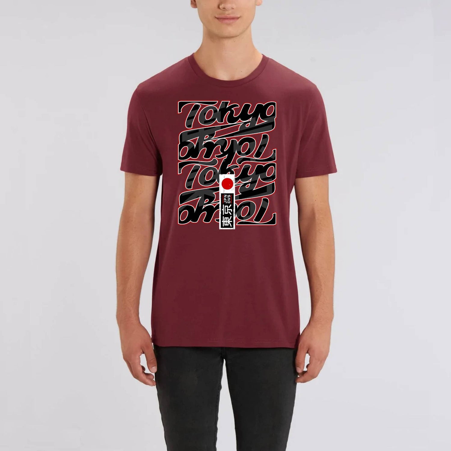 XS / Bordeaux T-shirt japonais Tokyo city