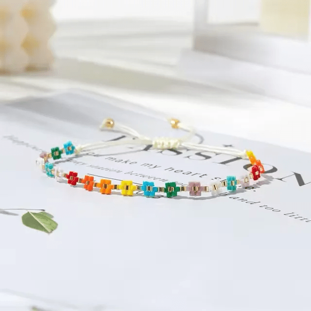 Blanc Bracelet fleur Miyuki
