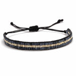 Noir Bracelet miyuki pour homme à 3 rangs