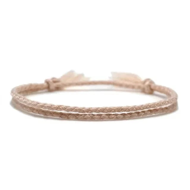 Beige Bracelet kumihimo 2 fils