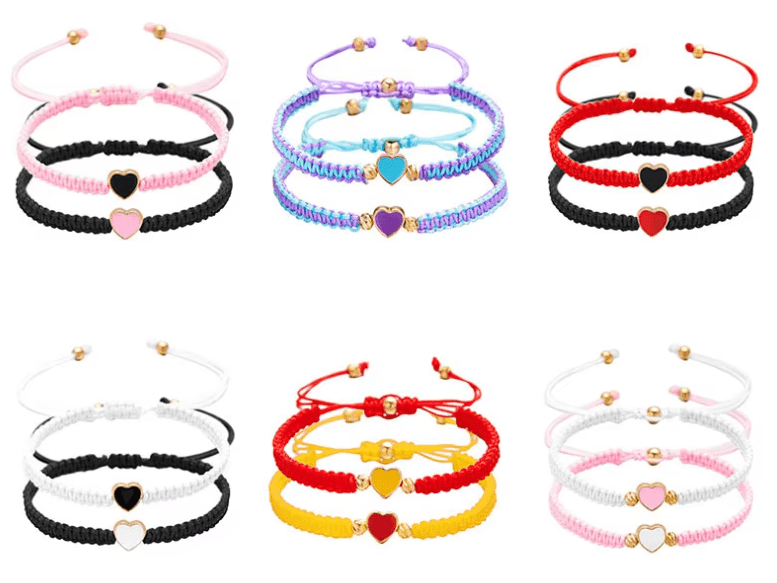 Bracelet kumihimo coeur