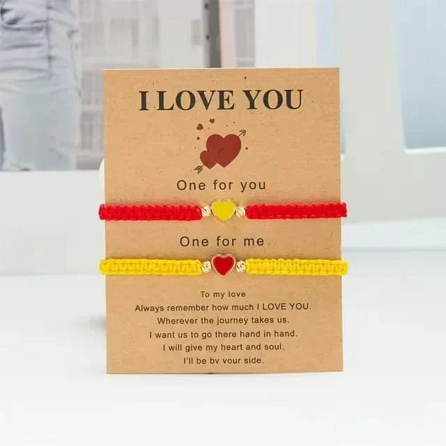 Rouge & Jaune Bracelet kumihimo coeur