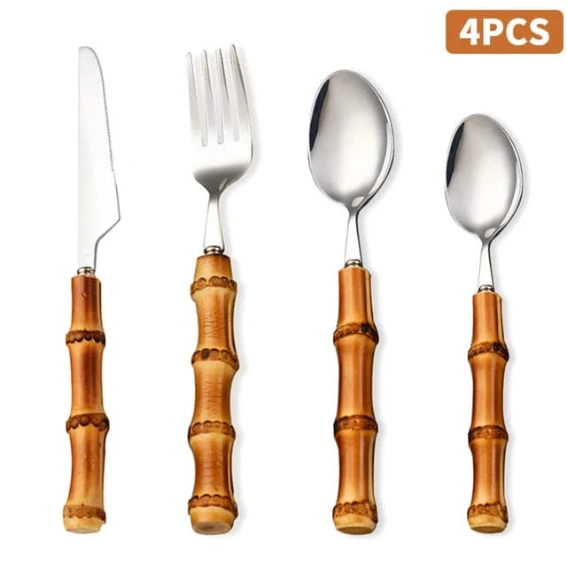 Set entier (4 pièces) Couvert Manche Bambou