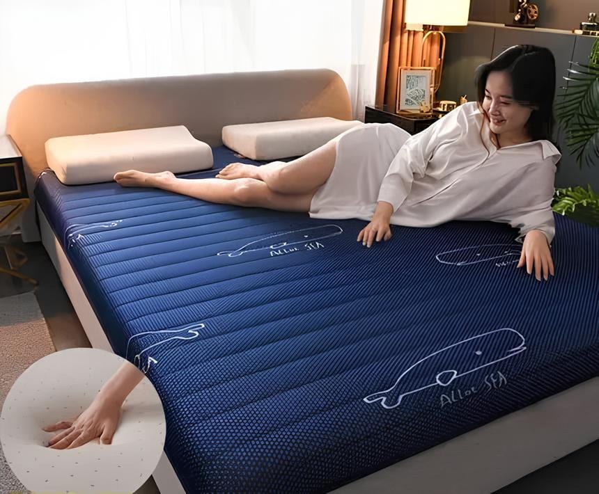 90 x 200 x 4 cm / Bleu Marine Futon 1 Place