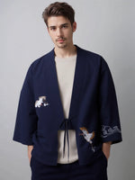 Haori bleu foncé grue & nuage