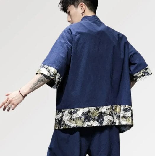 Kimono Grue Japonaise Bleu