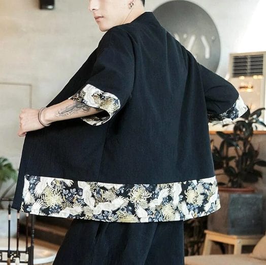 Kimono Grue Japonaise Noir