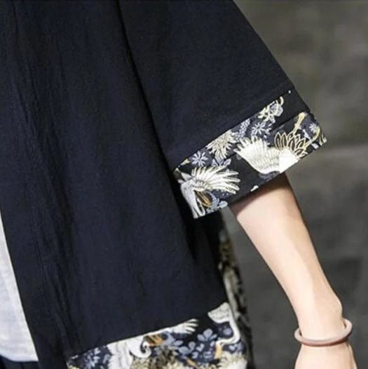 Kimono Grue Japonaise Noir
