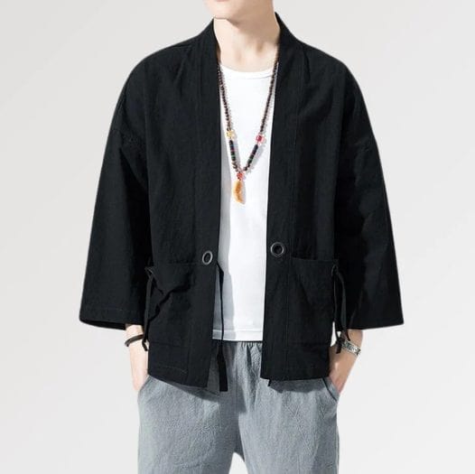 Kimono Noir Homme 'Kuroi Tenshi'