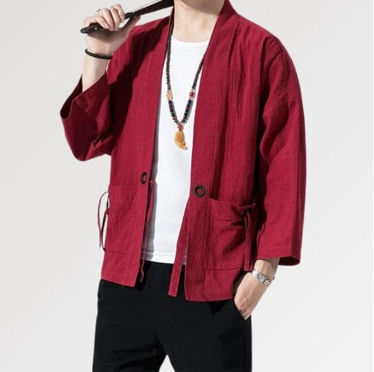 Kimono Rouge Homme 'Hiwaka'