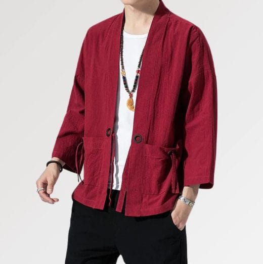 Kimono Rouge Homme 'Hiwaka'