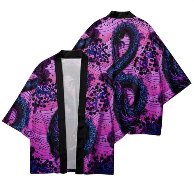 Veste Kimono violet dragon japonais