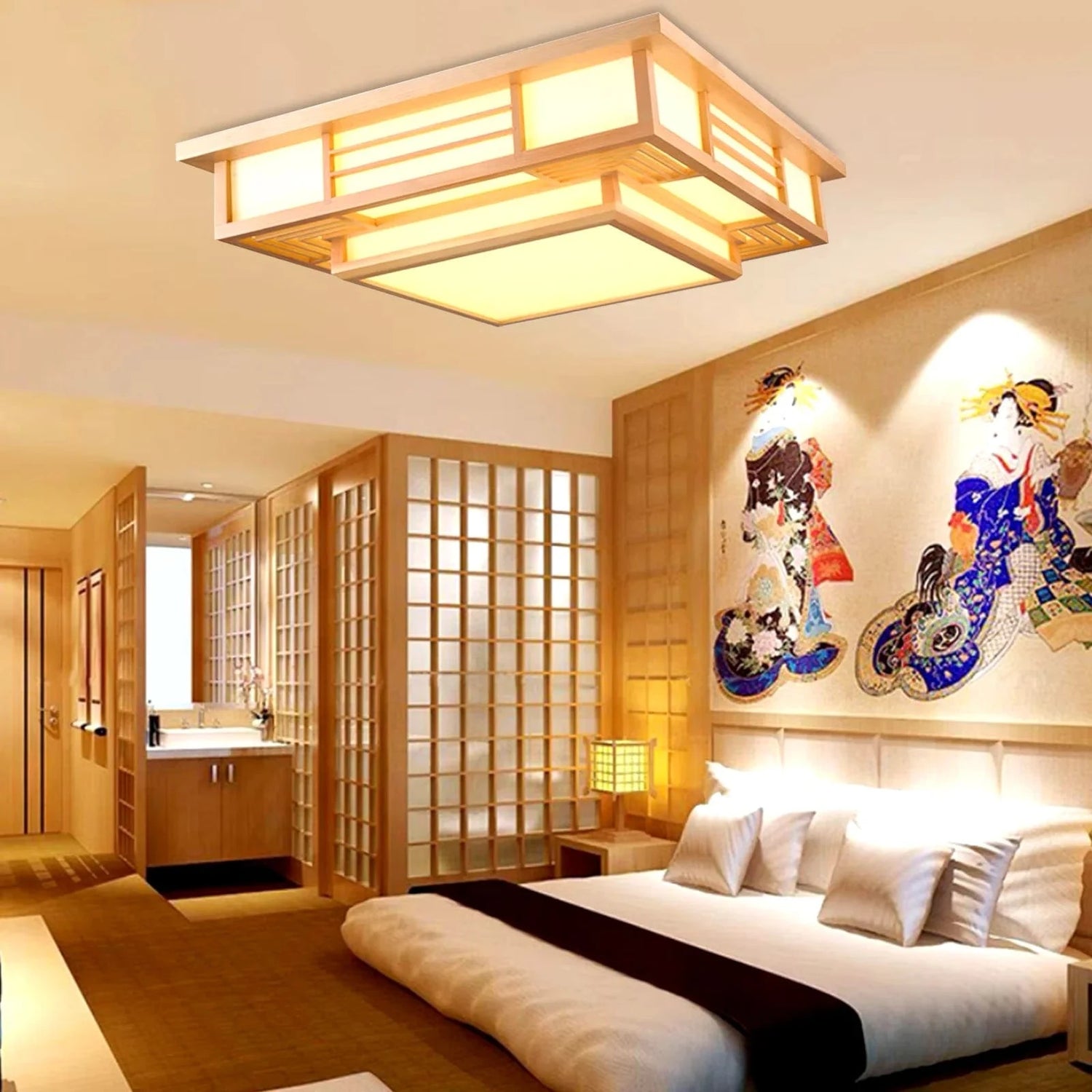 Plafonnier japonais en Bois