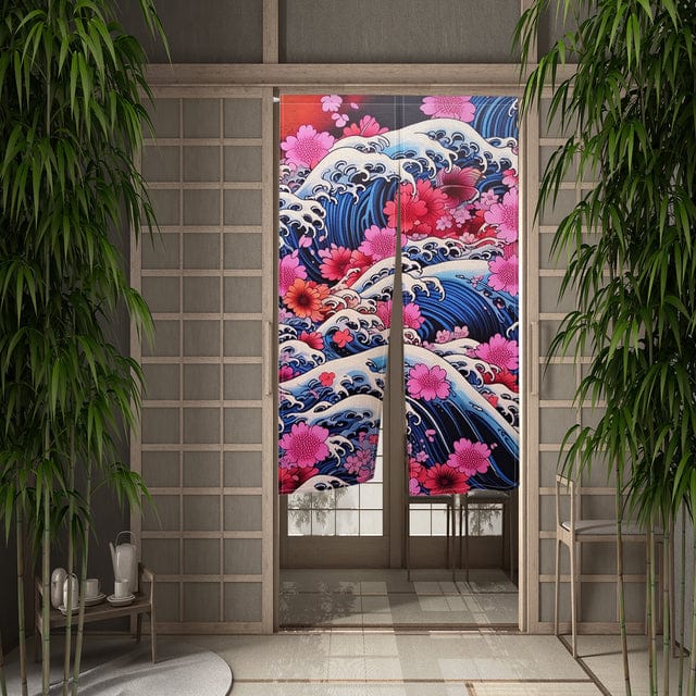 Lot 5 Rideaux Porte Noren Japonais Courts 20x30cm - Décoration Style Sushi Et Maison Asiatique