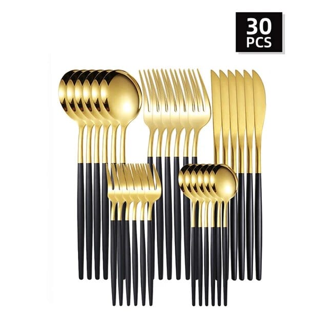 30 pièces / Noir Set Couvert Japonais