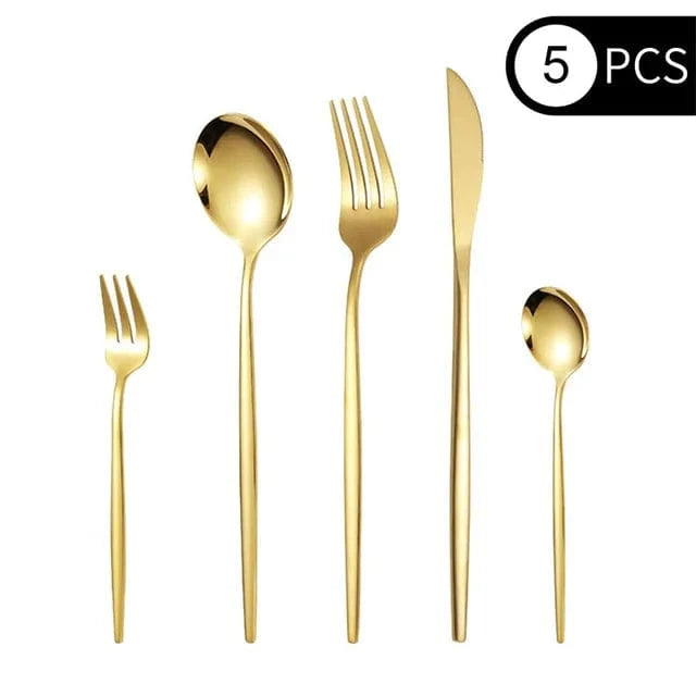 5 pièces / Or Set Couvert Japonais