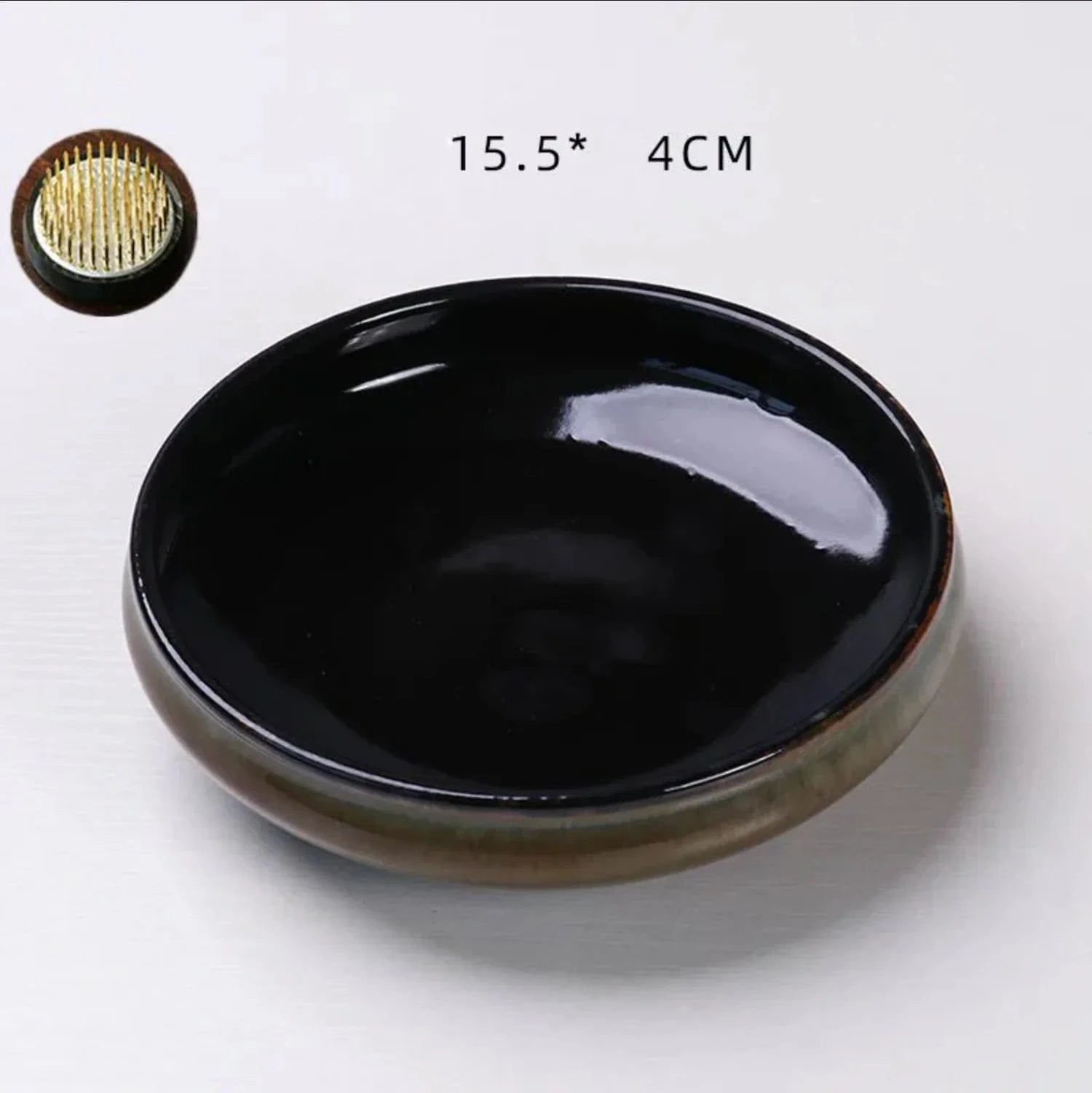 15,5 cm Vase ikebana moribana rond noir