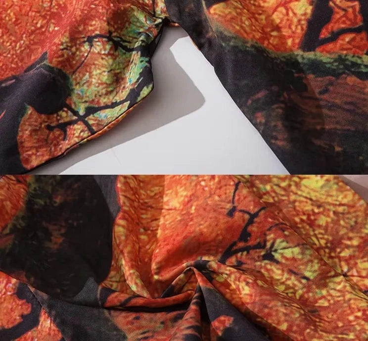 Veste kimono orange forêt