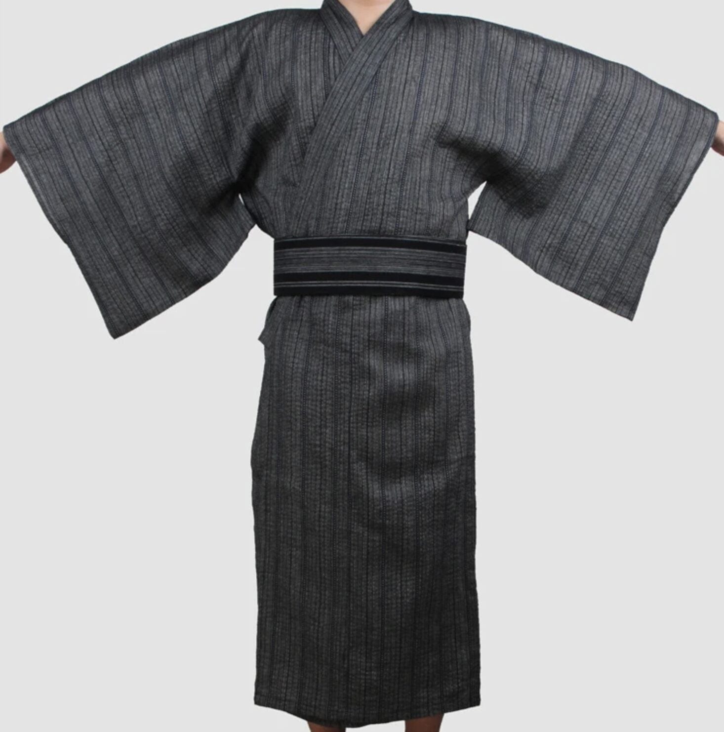 Yukata Homme gris rayé