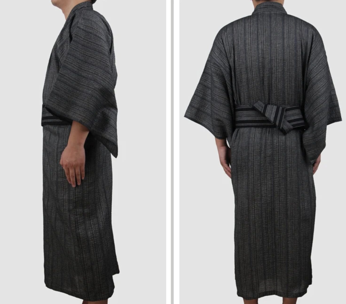 Yukata Homme gris rayé