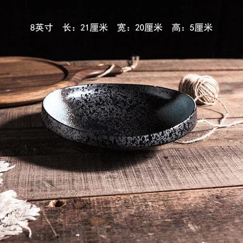 Noir Assiette Creuse Japonaise