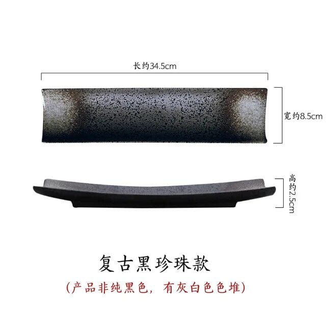 Noir Assiette Japonaise Rectangulaire