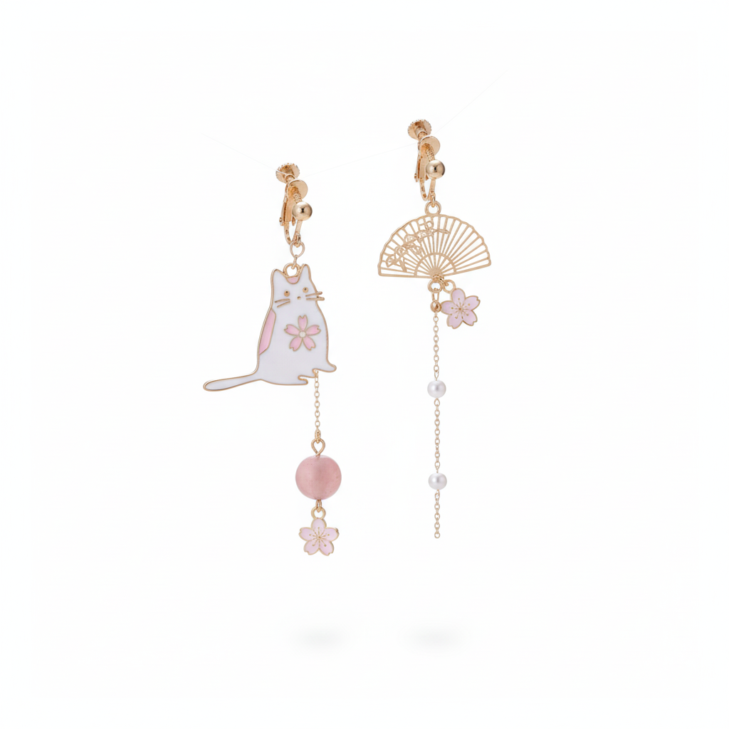 Boucle d’Oreille Japonaise Chat Kawai