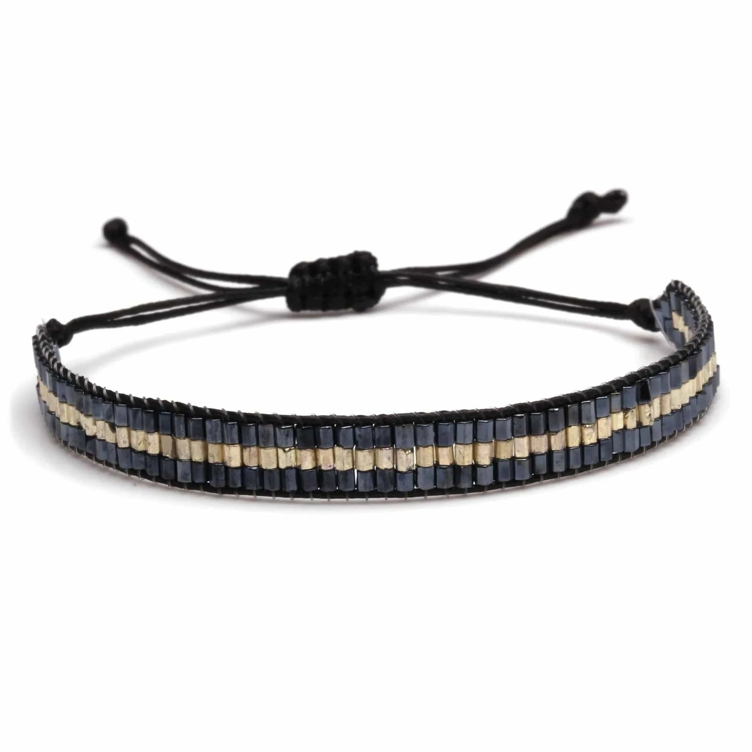 Noir Bracelet miyuki pour homme à 3 rangs