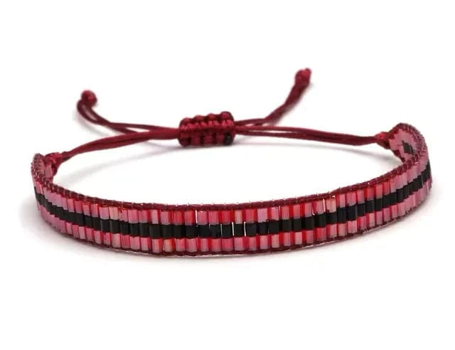 Rouge Bracelet miyuki pour homme à 3 rangs