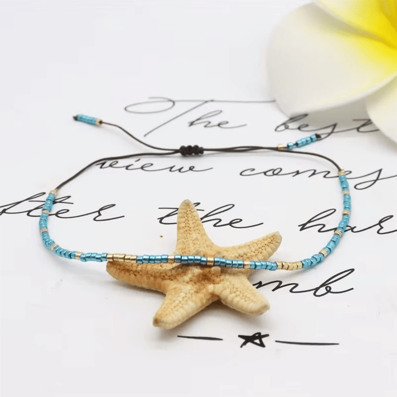Bracelet miyuki 1 rang bleu