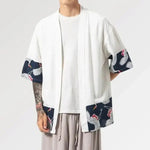 Cardigan Kimono homme Blanc