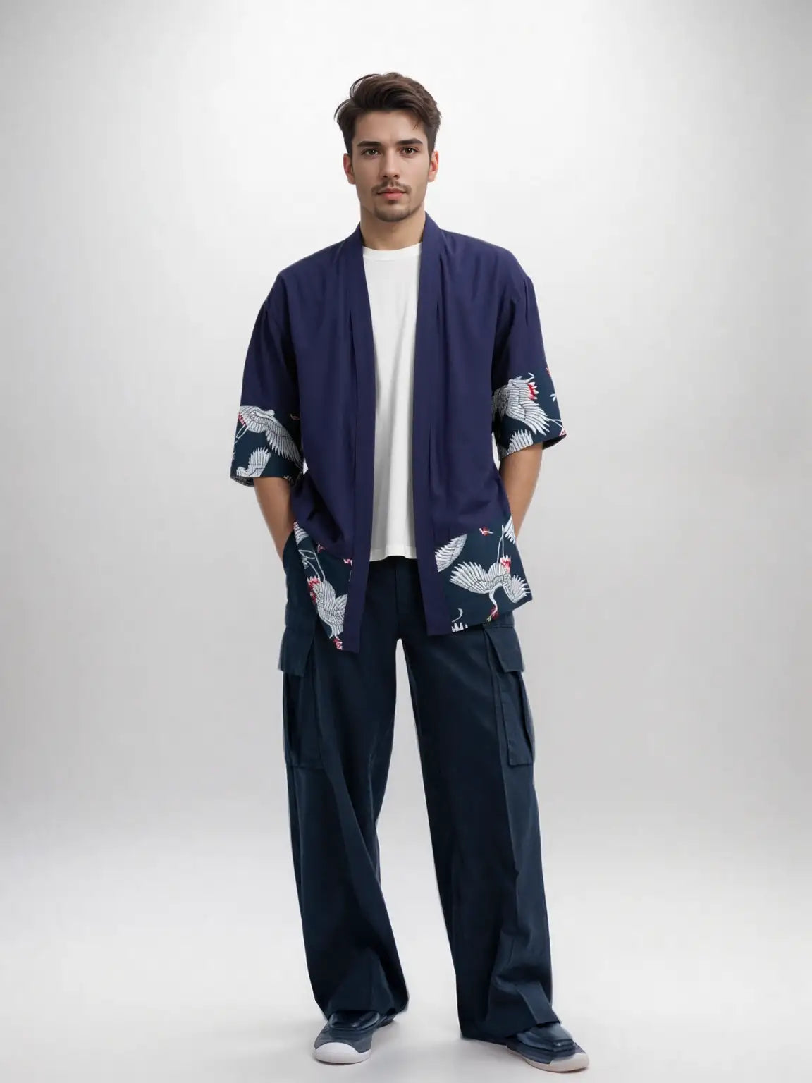 Cardigan Kimono homme Bleu