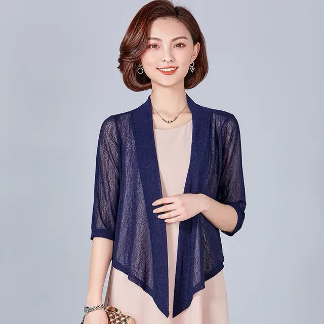 Cardigan kimono femme court bleu marine