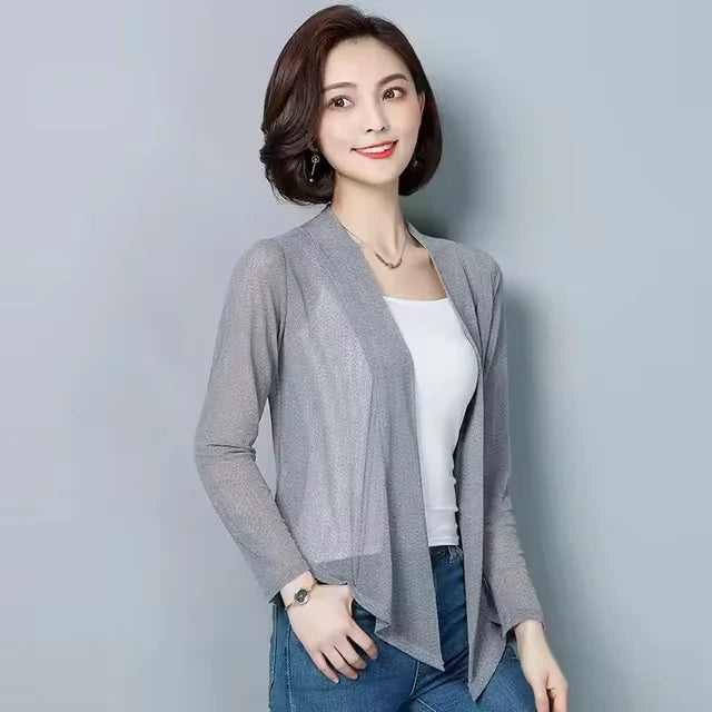 Cardigan kimono femme court gris