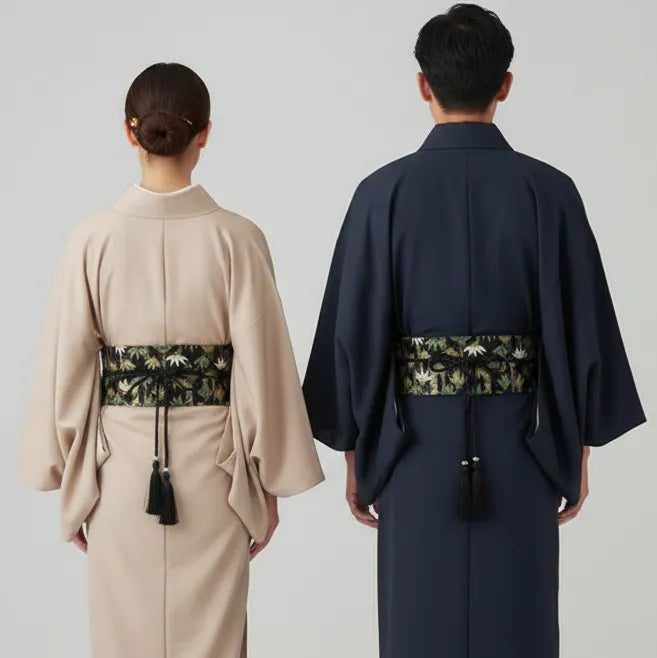 Ceinture Obi à cordon tressé Noire Bambou