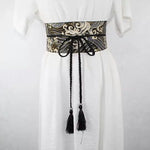 Ceinture Obi à cordon tressé Noire Vagues japonaises