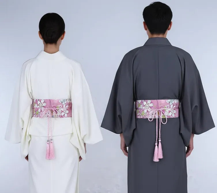 Ceinture Obi à cordon tressé Rose Fleurs de cerisier