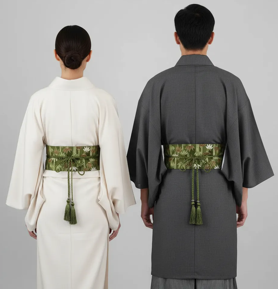 Ceinture Obi à cordon tressé Vert Bambou