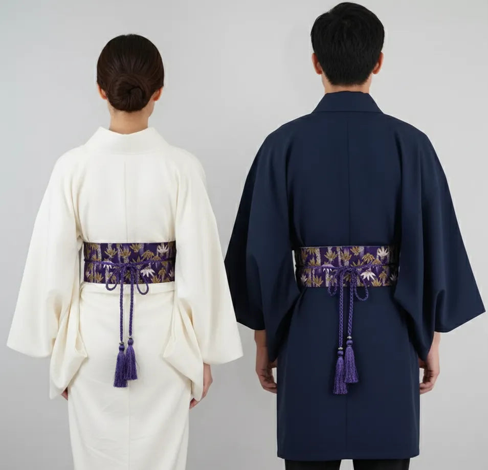 Ceinture Obi à cordon tressé Violet Bambou