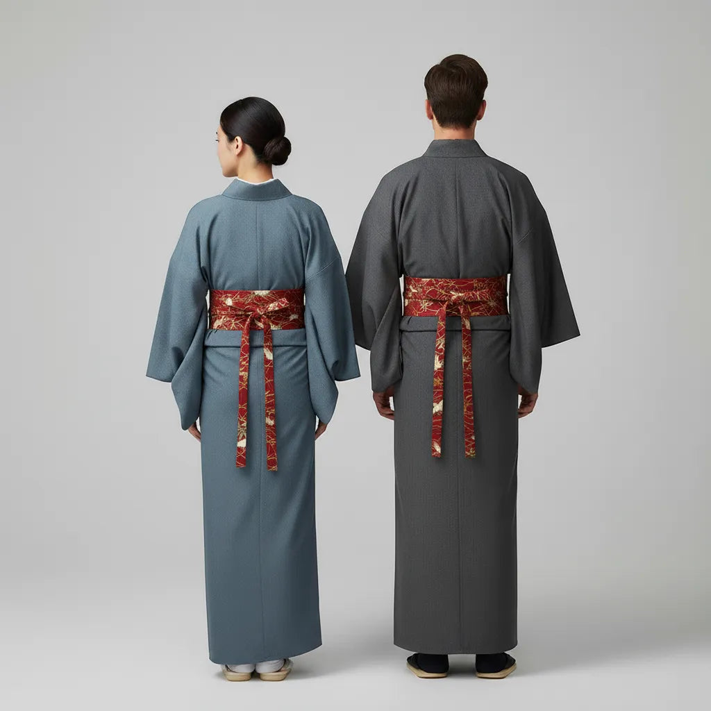 Ceinture Obi à nouer Rouge Grues japonaises