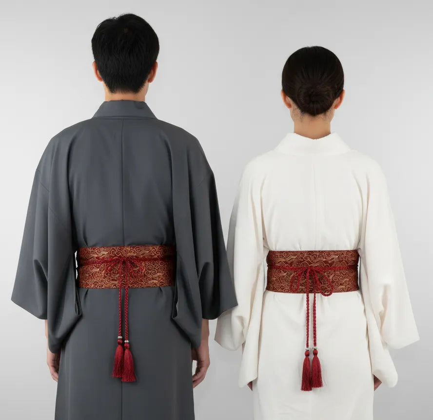 Ceinture obi à cordon tressé Rouge Nuages