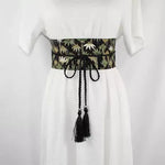 Ceinture Obi à cordon tressé Noire Bambou