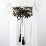 Ceinture Obi à cordon tressé Noire Carpes Koi