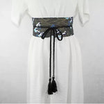 Ceinture Obi à cordon tressé Noire Vagues de la Mer