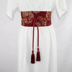 Ceinture Obi à cordon tressé Rouge Fleurie