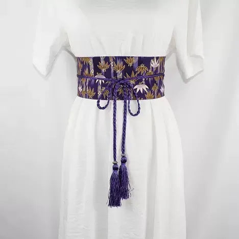 Ceinture Obi à cordon tressé Violet Bambou