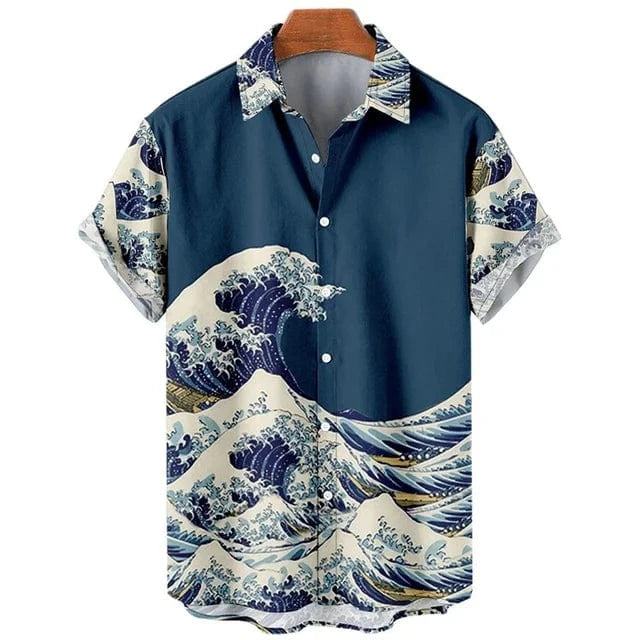 Bleu marine / XS Chemise vague japonaise